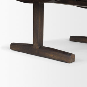 Mercana Viktor 55"L Solid Mango Wood Coffee Table - Scandinavian Design with Elongated Oval Top & T-Legs Dark Brown Wood | 55L 69963