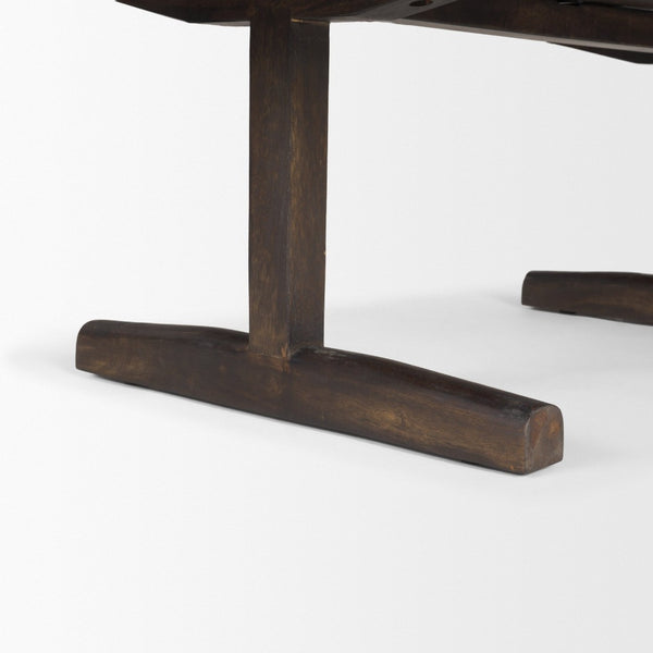 Mercana Viktor 55"L Solid Mango Wood Coffee Table - Scandinavian Design with Elongated Oval Top & T-Legs Dark Brown Wood | 55L 69963