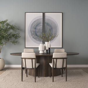 Mercana Jovani Elegant Solid Mango Wood Oval Dining Table with Sculptural Base for Stylish Gatherings 94" Dk Brown Wood Top | Dk Brown Wood Base 71109-AB