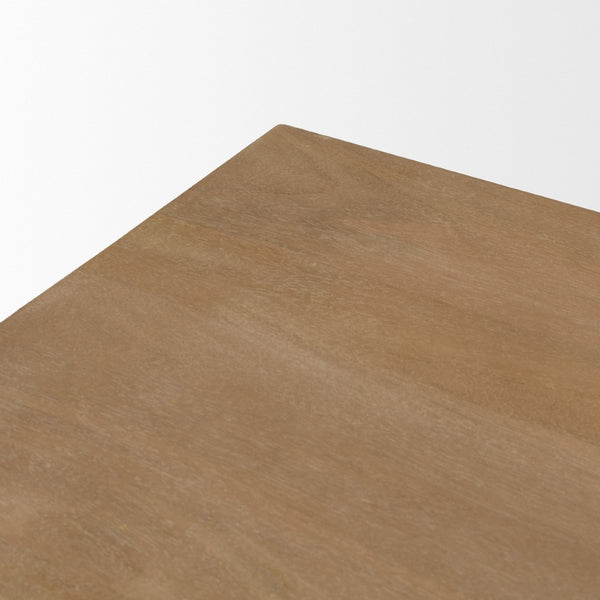 Mercana Grier 60" Solid Mango Wood Office Desk with Elegant Cane Drawer Fronts for Stylish Workspaces Light Brown Wood | Cane Accent 69899