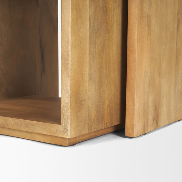 Mercana Alanna Set of 2 Stylish Mango Wood Nesting Accent Tables for Modern Living Room or Office Use 69944