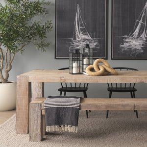 Mercana Alize Handcrafted Solid Wood Circular Chain Link Decorative Object for Coastal-Inspired Decor Jute Wrapped 70127