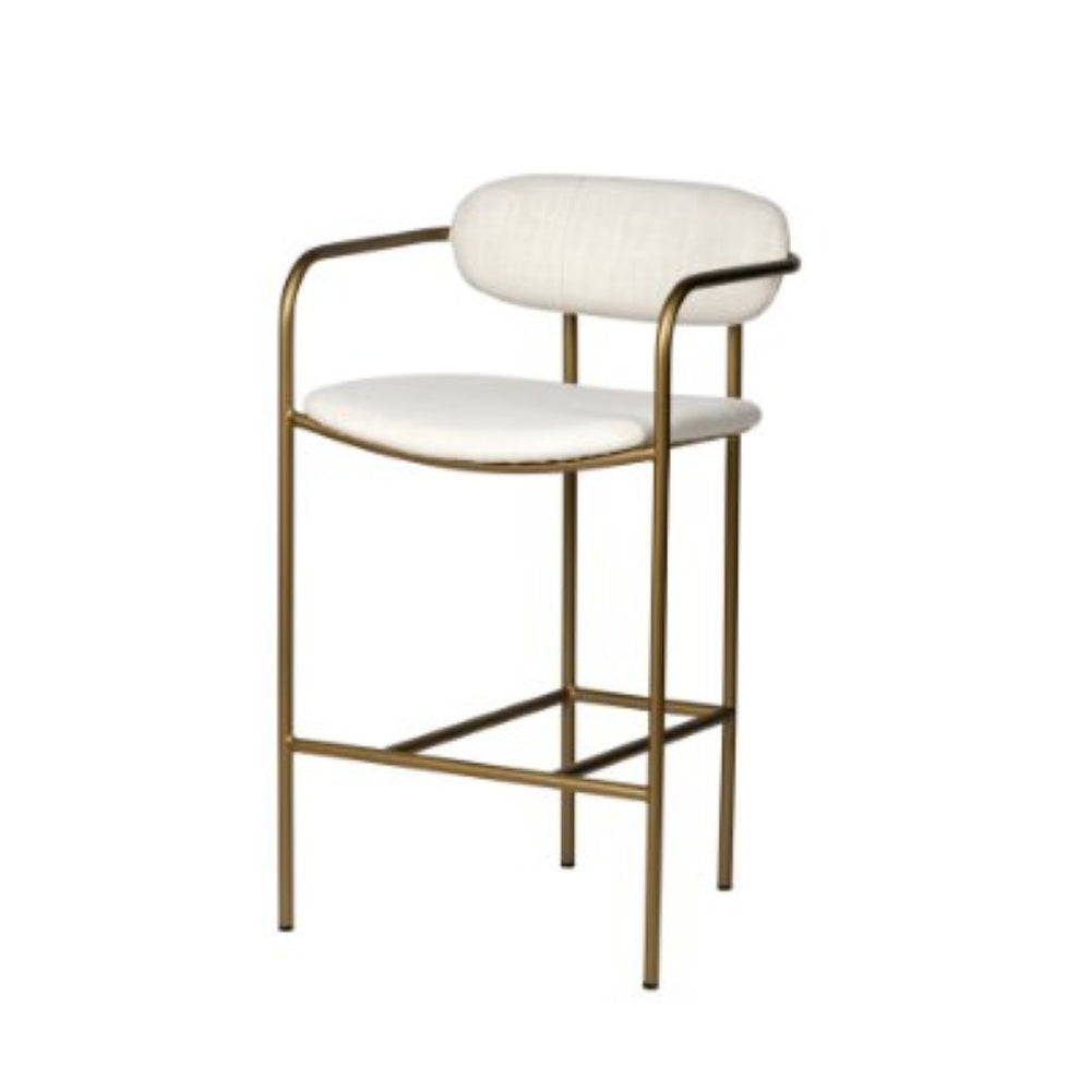Mercana Parker Stylish Cream Upholstered Stool with Elegant Gold Frame for Modern Home Décor and Comfort 68562V