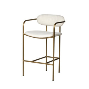 Mercana Parker Stylish Cream Upholstered Stool with Elegant Gold Frame for Modern Home Décor and Comfort 68562V