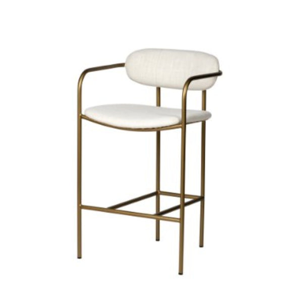Mercana Parker Stylish Cream Upholstered Stool with Elegant Gold Frame for Modern Home Décor and Comfort 68562V