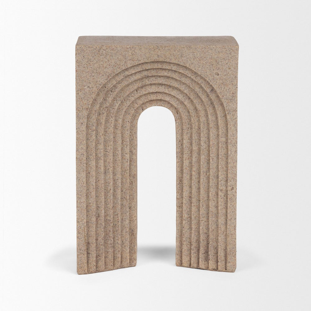 Mercana Kacia Textured Decorative Object - Modern Minimalist Accent for Stylish Home Decor and Display Sandstone | Resin 71074