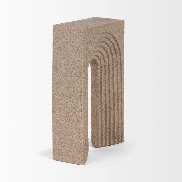 Mercana Kacia Textured Decorative Object - Modern Minimalist Accent for Stylish Home Decor and Display Sandstone | Resin 71074