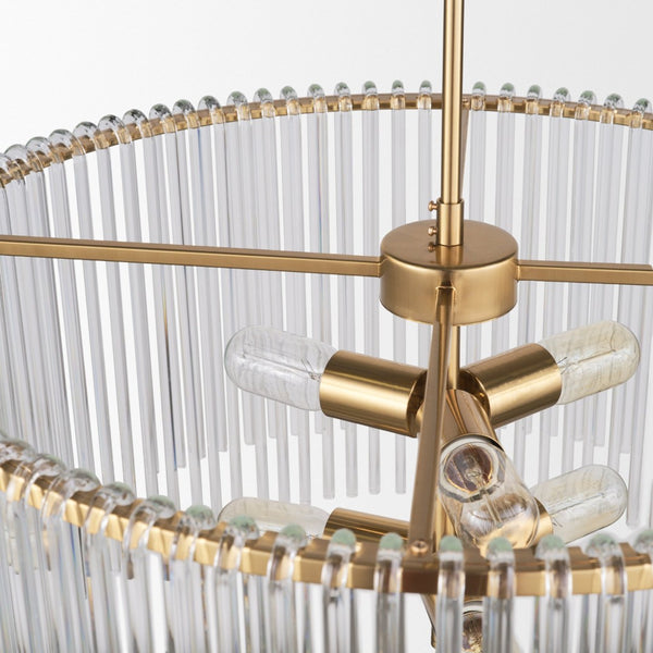 Mercana Elsa Clear Glass Chandelier with Six Bulbs - Luxurious Drum Design for Modern Elegance and Glamour 67139