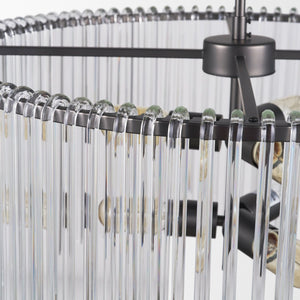 Mercana Anna Dramatic Six-Bulb Chandelier with Gun-Metal Frame & Clear Rods for Modern Glam Interiors 67140