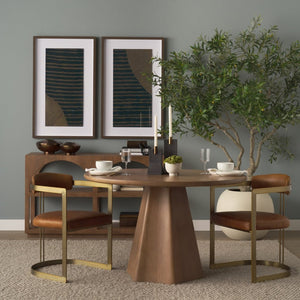 Mercana Jovani Elegant Round Dining Table in Solid Mango Wood with Sculptural Pedestal for Stunning Spaces 48" Lt Brown Wood Top | Lt Brown Wood Base 71105-AB