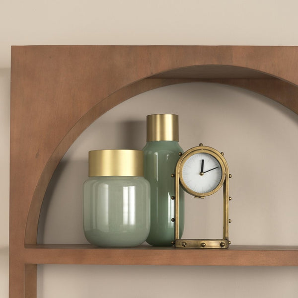 Mercana Minty Stylish Glass Vase with Matte Gold Neck Cuff - Elegant Centerpiece for Modern Decor & Florals Green Glass | 12H 69552