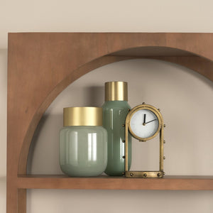 Mercana Minty Stylish Glass Vase with Matte Gold Neck Cuff - Elegant Centerpiece for Modern Decor & Florals Green Glass | 10H 69551