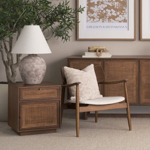 Mercana Marvin Artisan-Style Table Lamp with Handcrafted Base and Cream Shade for Cozy Illumination 70167