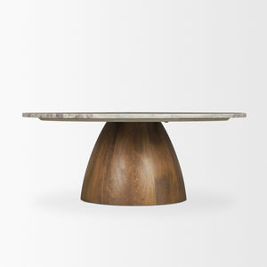 Mercana Allyson Round Pedestal Coffee Table with Unique Marble Top - Elegant Modern Design for Living Spaces 71102-AB