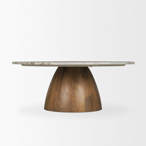 Mercana Allyson Round Pedestal Coffee Table with Unique Marble Top - Elegant Modern Design for Living Spaces 71102-AB