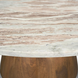 Mercana Allyson Round Pedestal Coffee Table with Unique Marble Top - Elegant Modern Design for Living Spaces 71102-AB