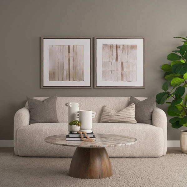 Mercana Allyson Round Pedestal Coffee Table with Unique Marble Top - Elegant Modern Design for Living Spaces 71102-AB