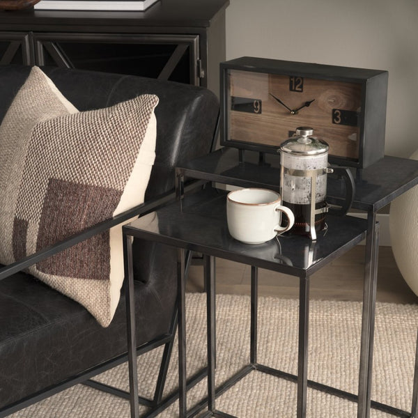 Mercana Harvey Rustic Table Clock with Industrial Design, Clear Numerals for Easy Readability, 13" Long 69485