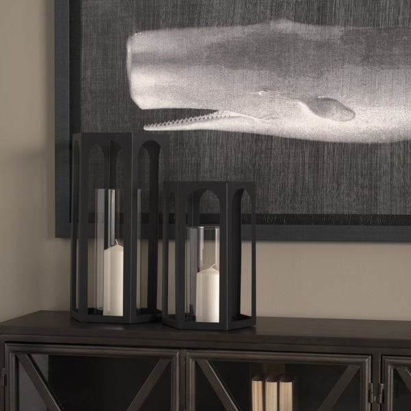 Mercana Balley Elegant Hexagonal Candle Holder Lanterns for Modern Décor and Ambient Lighting Showcase 69532