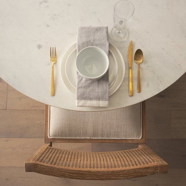 Mercana Wynn Contemporary Dining Chair with Cushioned Seat and Stylish Solid Wood Frame for Any Space Beige Fabric | Cane Back | Brown Wood 69829