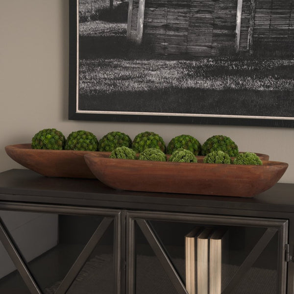 Mercana Athena Extra Large Reclaimed Wood Trays for Stylish Home Decor and Versatile Organization Solutions Medium Brown | Set of 2 70149