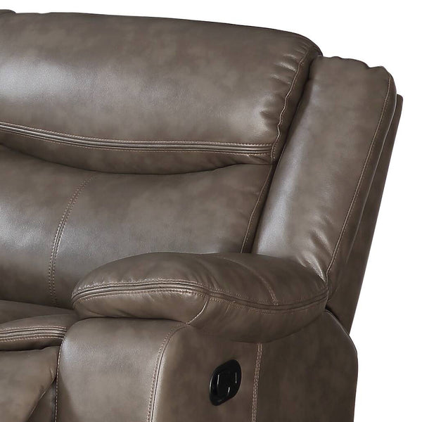 English Elm Tavin Taupe Faux Leather Sectional Recliner Sofa w/ Cupholder Console, 2 Recliners, Storage, 3-Seat Motion B2726S00126