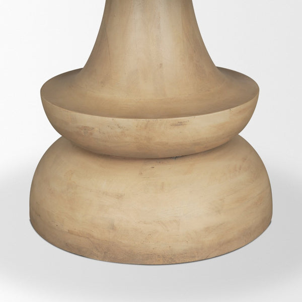 Mercana Crossman Solid Mango Wood Dining Table with Sculptural Pedestal Base for Elegant Gatherings 60" Blonde Wood Top | Blonde Wood Base 68518-AB