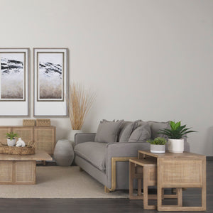 Mercana Grier Elegant Solid Mango Wood Nesting Accent Tables with Modern Lines and Classic Charm Light Brown Wood | Cane Accent | Set of 2 69900