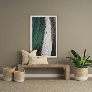 Mercana Maddie Elegant Handwoven Seagrass Baskets for Stylish Storage, Coastal Decor, and Organizing Essentials Brown Seagrass | White Bottom | Set of 3 69594