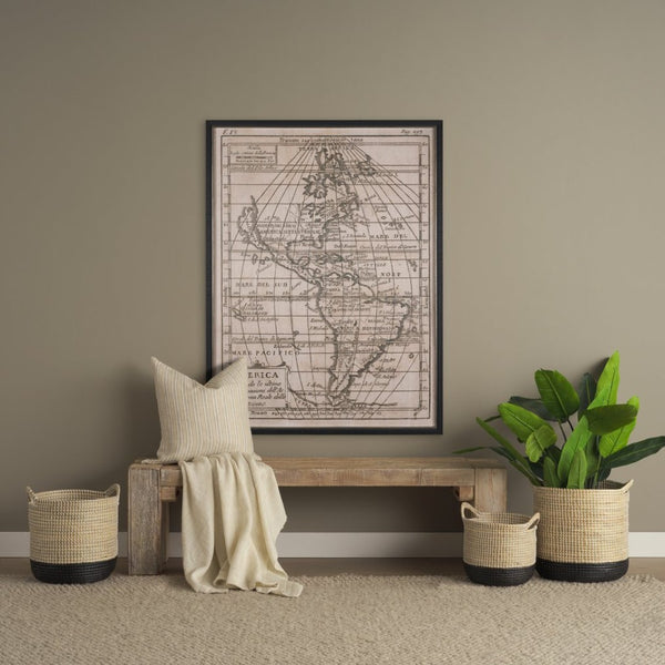 Mercana Maddie Elegant Handwoven Seagrass Baskets for Stylish Storage, Coastal Decor, and Organizing Essentials Brown Seagrass | Black Bottom | Set of 3 69595