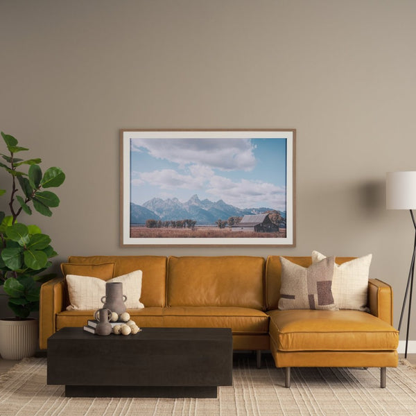 Mercana D'Arcy Mid-Century Modern Sectional Sofa - Luxurious Top-Grain Leather with Stylish Metal Legs Tan Leather | Right Chaise 69646-AB