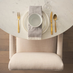 Mercana Allyson Round Dining Table with Elegant White Marble Top & Warm Wood Pedestal for Timeless Style 70565-AB