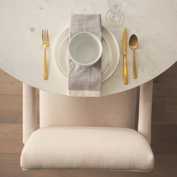 Mercana Allyson Round Dining Table with Elegant White Marble Top & Warm Wood Pedestal for Timeless Style 70565-AB