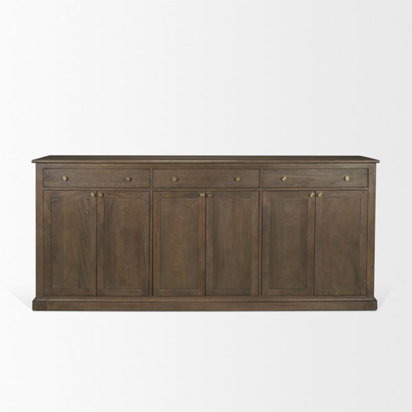 Mercana Baron Solid Mango Wood Sideboard with Elegant Knobs - Modern Farmhouse Style & Ample Storage Options Dark Brown | Antiqued Brass 71116