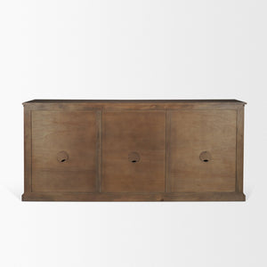 Mercana Baron Solid Mango Wood Sideboard with Elegant Knobs - Modern Farmhouse Style & Ample Storage Options Dark Brown | Antiqued Brass 71116