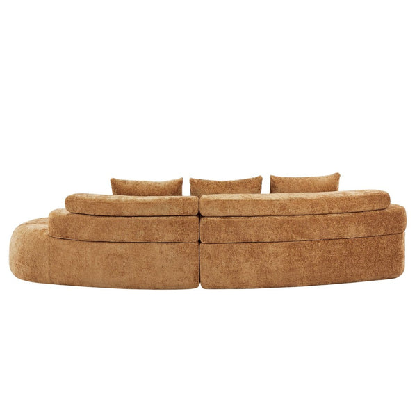 English Elm 122" Curved Modular Sectional Sofa Cloud Fill Polyester Upholstered Living Room Seating Pumpkin Yellow N771P396326C_N771P396327C