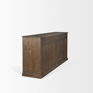 Mercana Baron Solid Mango Wood Sideboard with Elegant Knobs - Modern Farmhouse Style & Ample Storage Options Dark Brown | Antiqued Brass 71116