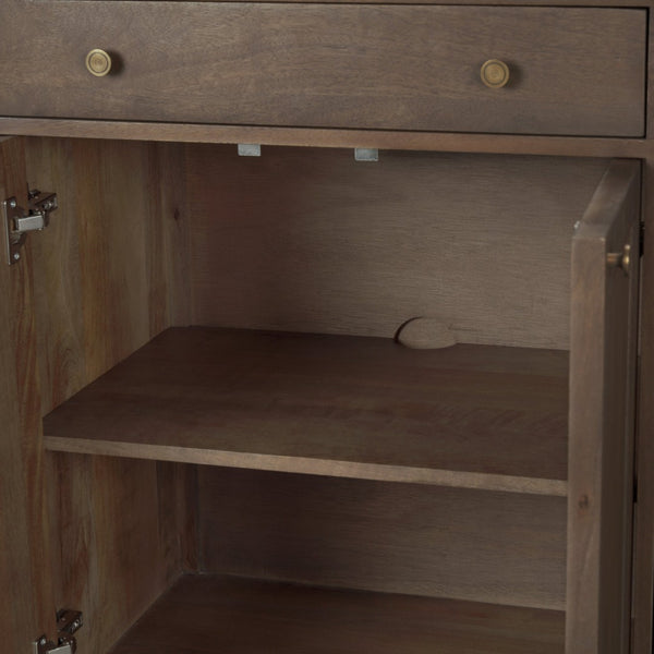 Mercana Baron Solid Mango Wood Sideboard with Elegant Knobs - Modern Farmhouse Style & Ample Storage Options Dark Brown | Antiqued Brass 71116