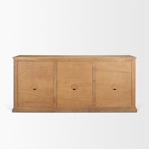 Mercana Baron Solid Mango Wood Sideboard with Elegant Knobs - Modern Farmhouse Style & Ample Storage Options Light Brown | Dark Aged Brass 71117