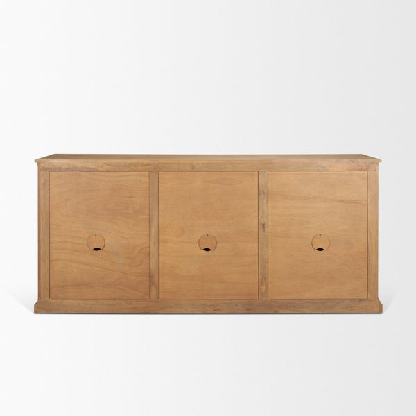 Mercana Baron Solid Mango Wood Sideboard with Elegant Knobs - Modern Farmhouse Style & Ample Storage Options Light Brown | Dark Aged Brass 71117