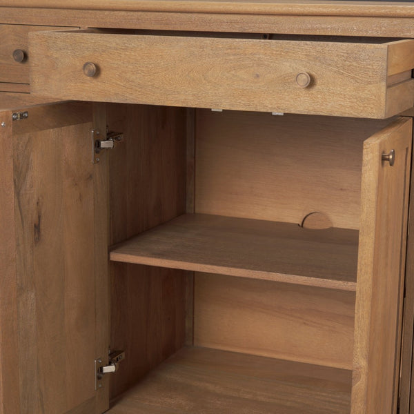 Mercana Baron Solid Mango Wood Sideboard with Elegant Knobs - Modern Farmhouse Style & Ample Storage Options Light Brown | Dark Aged Brass 71117