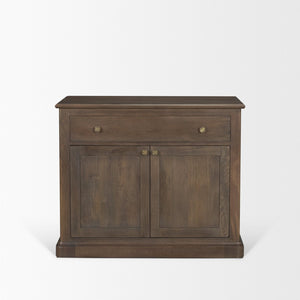 Mercana Baron Solid Mango Wood 2-Door Accent Cabinet with Antique Knobs and Soft-Close Doors for Storage Dark Brown | Antiqued Brass 71120
