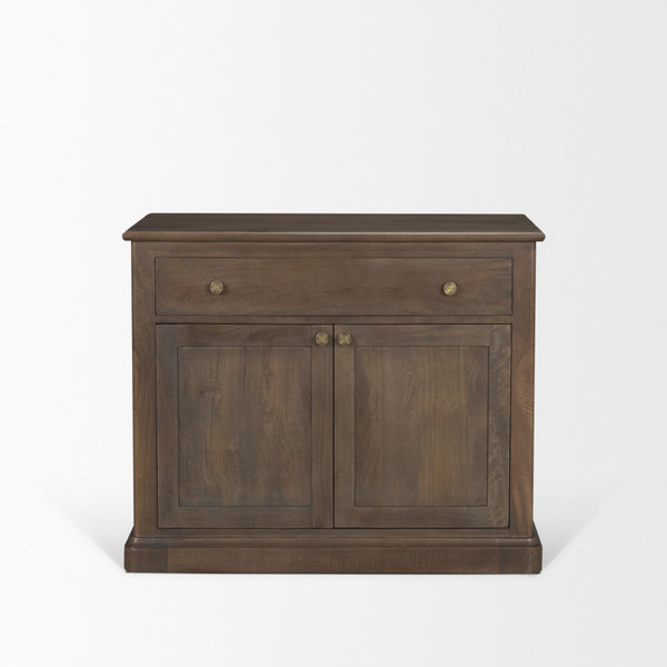 Mercana Baron Solid Mango Wood 2-Door Accent Cabinet with Antique Knobs and Soft-Close Doors for Storage Dark Brown | Antiqued Brass 71120