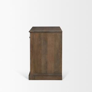 Mercana Baron Solid Mango Wood 2-Door Accent Cabinet with Antique Knobs and Soft-Close Doors for Storage Dark Brown | Antiqued Brass 71120
