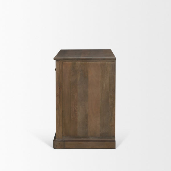 Mercana Baron Solid Mango Wood 2-Door Accent Cabinet with Antique Knobs and Soft-Close Doors for Storage Dark Brown | Antiqued Brass 71120