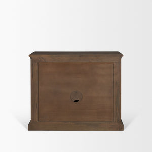 Mercana Baron Solid Mango Wood 2-Door Accent Cabinet with Antique Knobs and Soft-Close Doors for Storage Dark Brown | Antiqued Brass 71120