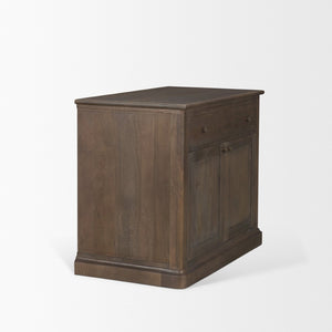 Mercana Baron Solid Mango Wood 2-Door Accent Cabinet with Antique Knobs and Soft-Close Doors for Storage Dark Brown | Antiqued Brass 71120