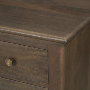 Mercana Baron Solid Mango Wood 2-Door Accent Cabinet with Antique Knobs and Soft-Close Doors for Storage Dark Brown | Antiqued Brass 71120