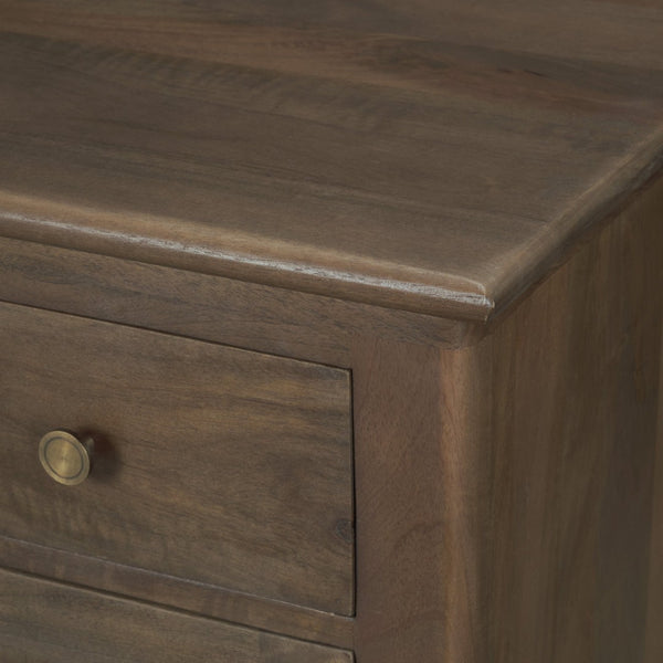 Mercana Baron Solid Mango Wood 2-Door Accent Cabinet with Antique Knobs and Soft-Close Doors for Storage Dark Brown | Antiqued Brass 71120