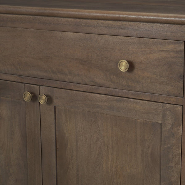 Mercana Baron Solid Mango Wood 2-Door Accent Cabinet with Antique Knobs and Soft-Close Doors for Storage Dark Brown | Antiqued Brass 71120